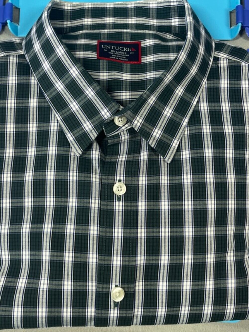 UNTUCKit Shirt Men XXLarge Green Checkered 100% Cotton Tall